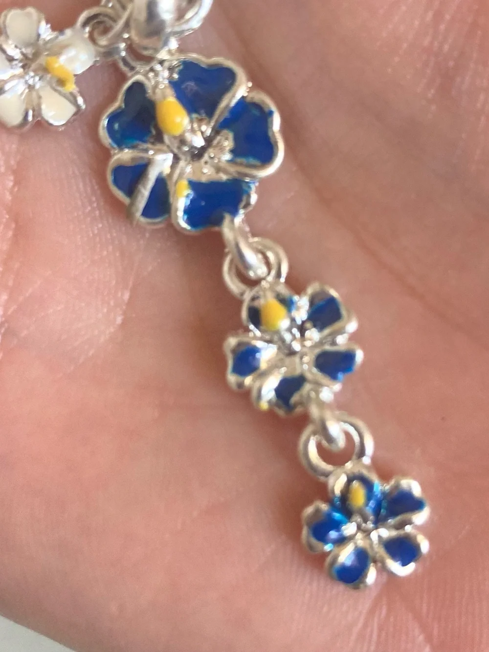 Blue Enamel Laule’a hibiscus Flower cellphone game controller Charm Dangle NWOT
